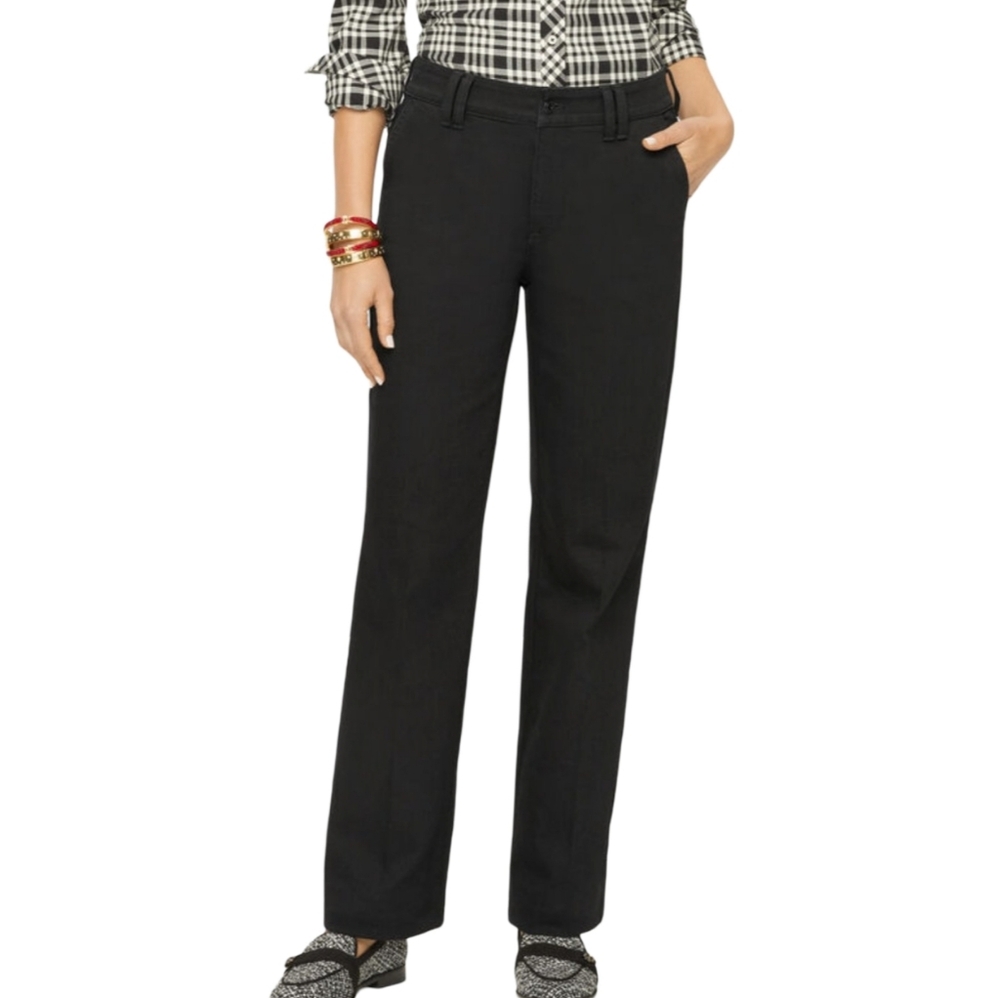 Talbots Black Straight Leg Chino Curvy Trousers Career Academia Pants Size 16